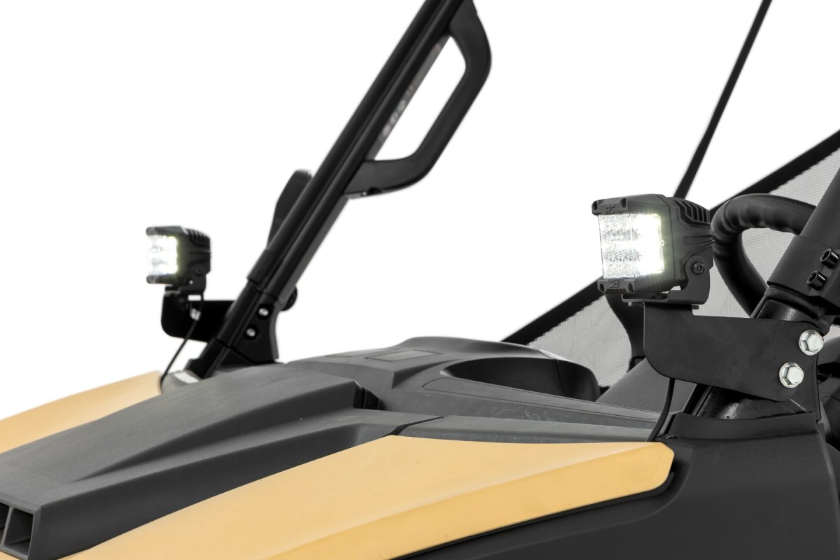 Segway UT10 LED Light Kit - Front - Rough Country - 3-inch Chrome Series Wide Angle LED Cubes - Chrome